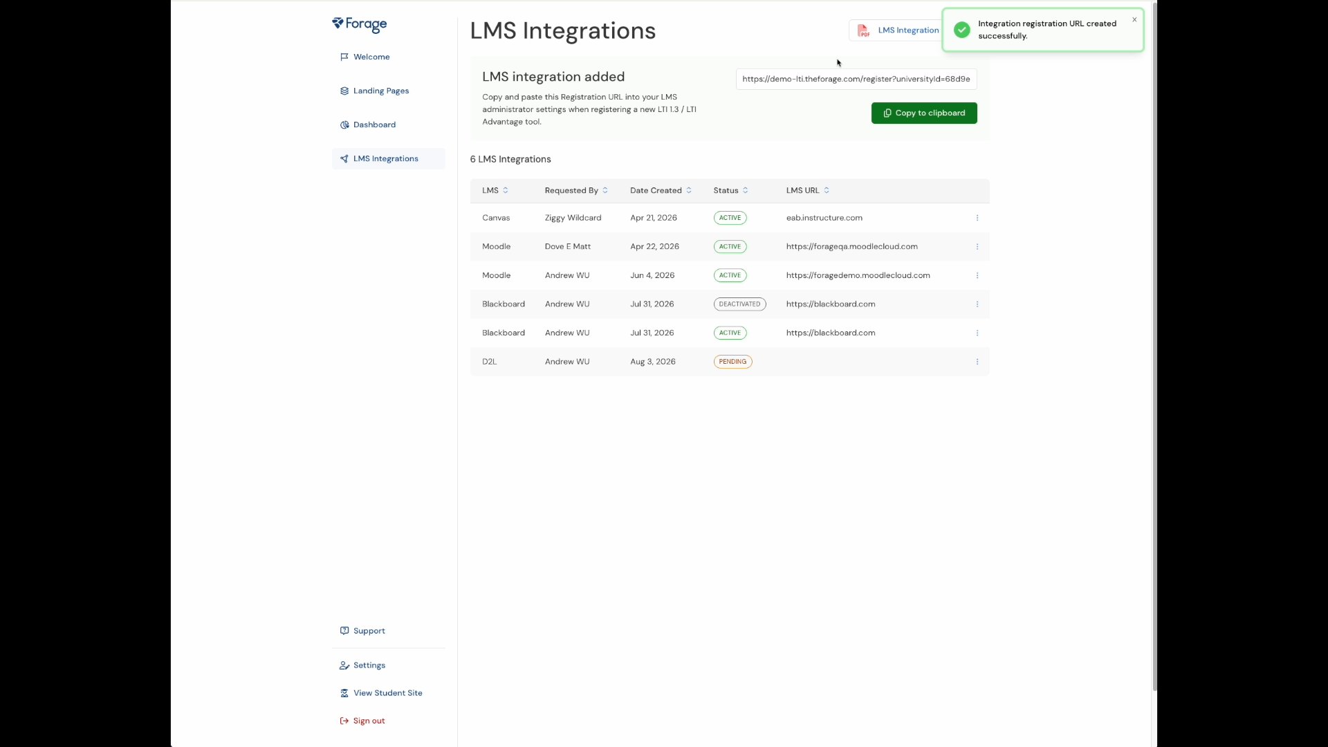 Select D2L and add integration