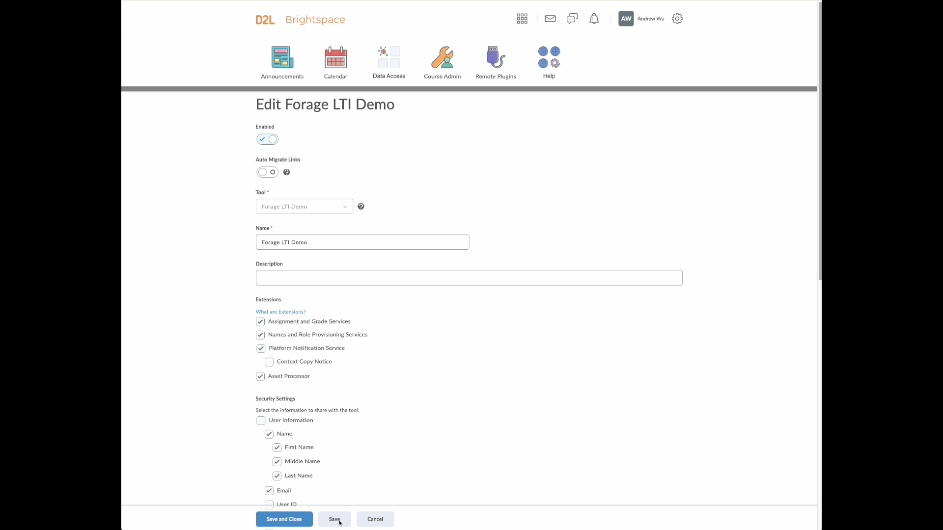 Confirm org unit availability, Deployment ID, and save