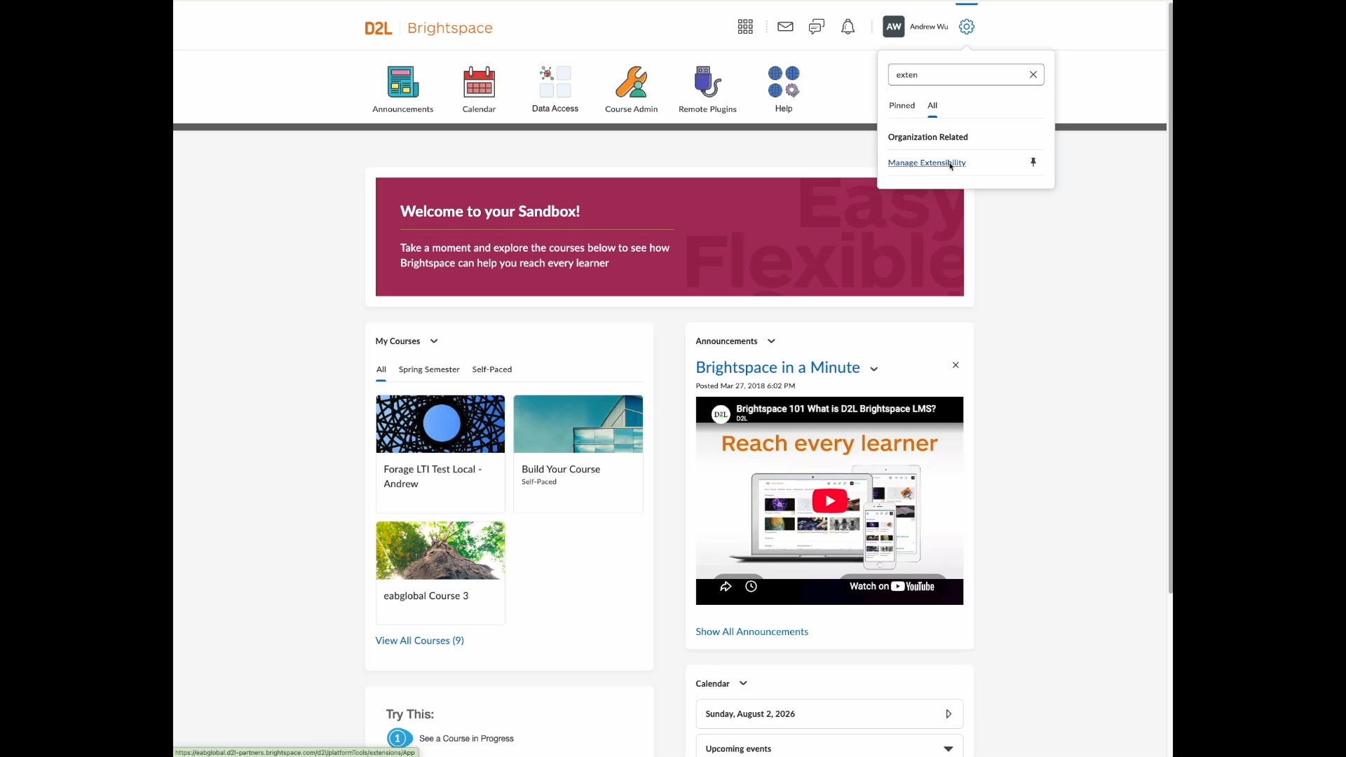 Search Admin Tools for Manage Extensibility
