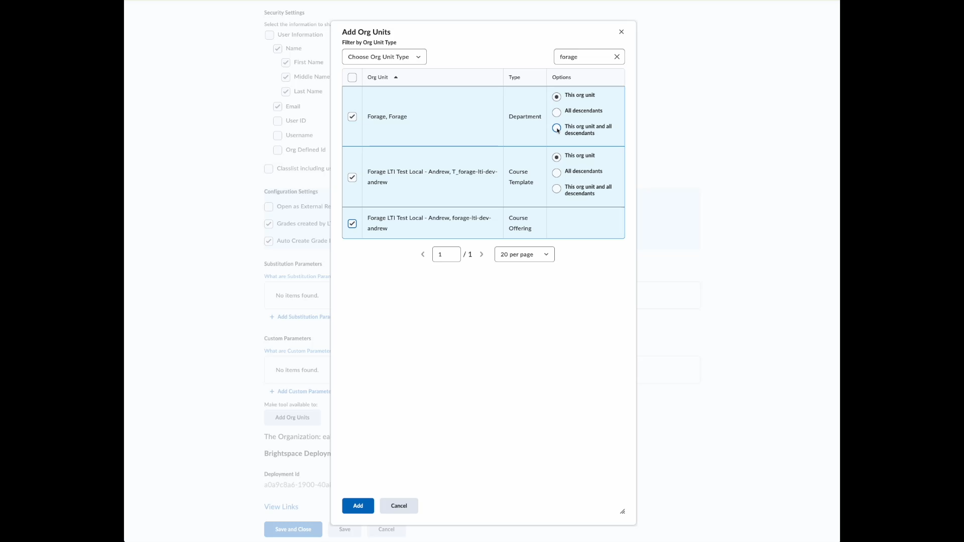 Add Org Units for Forage availability